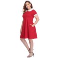 thumbnail image 3 of HDE Plus Size Peter Pan Collar Dress Fit and Flare Collared Casual Skater Dress (Red, 2X), 3 of 6