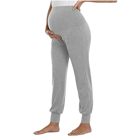 

Summer Savings Clearances Women Maternity Solid Color Trousers Over The Belly Pregnancy Yoga Sports Clothes Long Pants