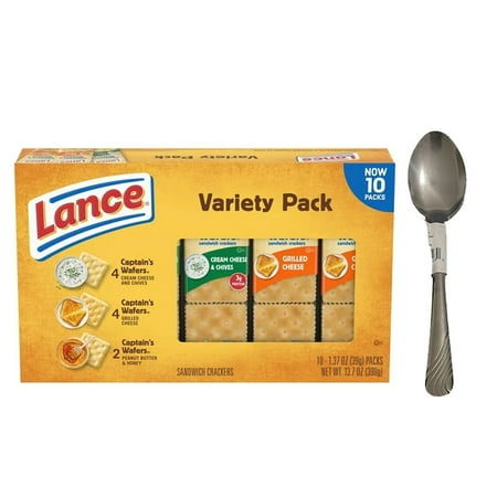 Lance Sandwich Crackers, Captain's Wafers, Variety Pack, 10 Individual Packs, 6 Sandwiches Each WIth Spoon