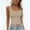 Beige, variant on Ladies Tank Ribbed Square Neck Padded Crop Workout Basic Athletic Tank Top Ladies Tank Beige L