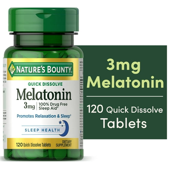 Nature's Bounty Melatonin Sleep Aid Tablets, 3 Mg, 120 Quick Dissolve Tablets