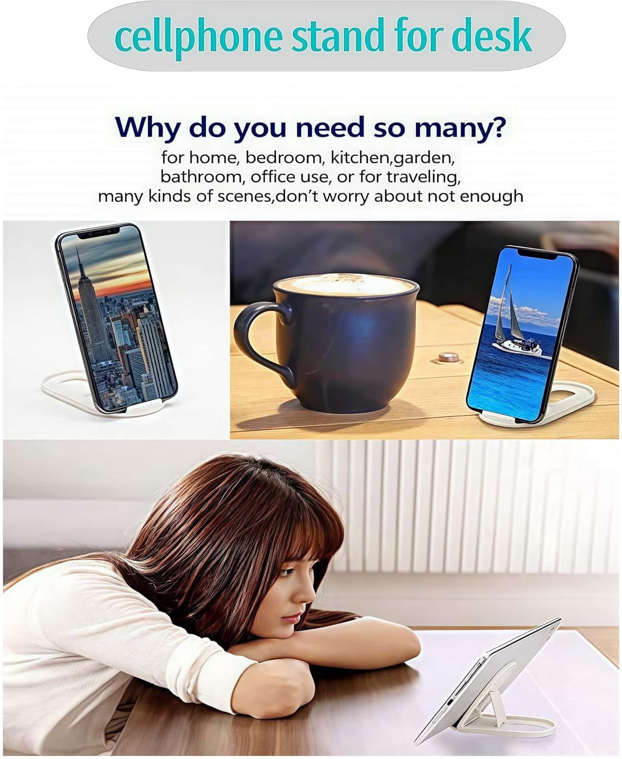Cell Phone Stands, Portable Stand Holder for Desk Applicable to iPhone and Other Mobile Phones Tablets Foldable Stands 6pack