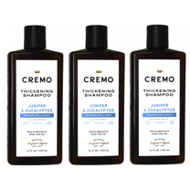3 Pack - Cremo Juniper & Eucalyptus Barber Grade Thickening Shampoo, 16 Fl Oz