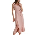 thumbnail image 2 of INSPIRE CHIC Vestido Midi Elegante Sin Mangas con Escote Cuadrado y Volantes en el Dobladillo, Con Aberturas Lateral, Color Rosa, 2 of 5
