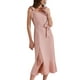 thumbnail image 2 of INSPIRE CHIC Vestido Midi Elegante Sin Mangas con Escote Cuadrado y Volantes en el Dobladillo, Con Aberturas Lateral, Color Rosa, 2 of 5