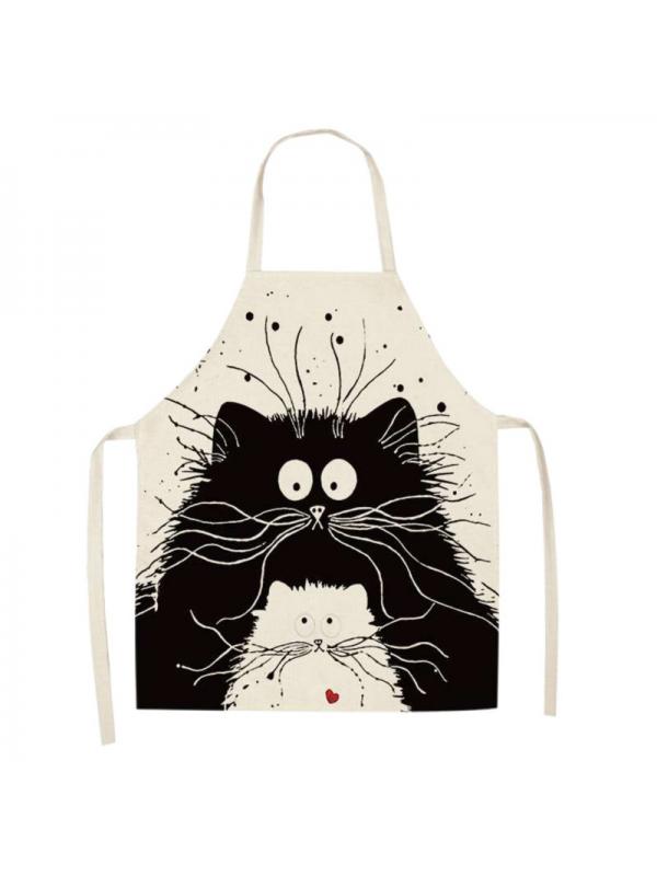 VICOODA Kitchen Apron Funny Cat Printed Sleeveless Cotton Linen Aprons For Men Women Home Cleaning Tools