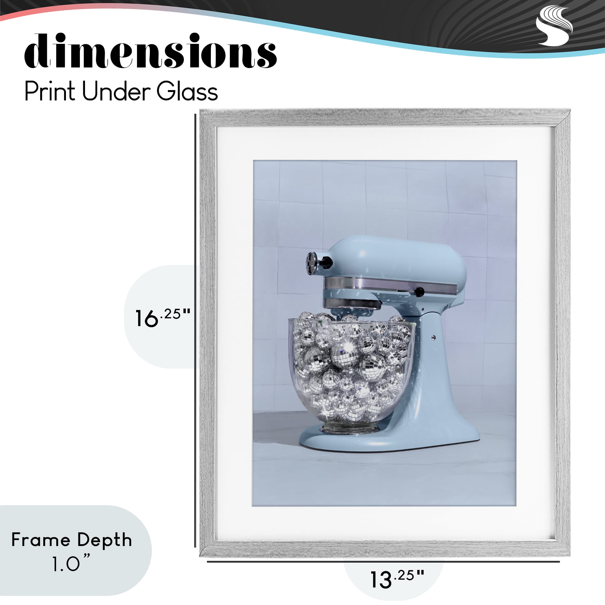 Stupell Industries Disco Kitchen Mixer over Blue Gray Framed Print Under Glass, design by LISH Creative