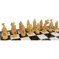 thumbnail image 5 of Antique White  Brown Norse Viking Chess Set 17" Black Faux Marble Storage Board, 5 of 6