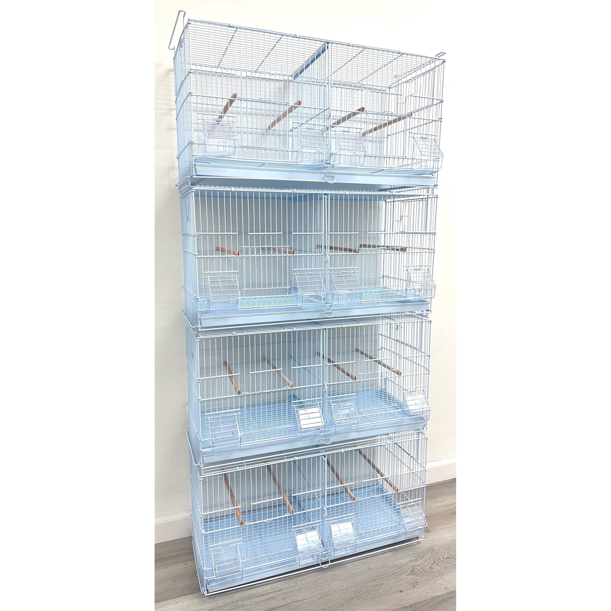 4 of White Stackable Double Breeding Breeder Flight Bird Cage Center Dividers With Side Breeding Nest Box Doors