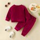 thumbnail image 4 of Ropa Para Niñas Pequeñas, Conjunto Para Niños Pequeños, Otoño Invierno, Bordado, Manga Larga, Cuello Redondo, Lazo, Top, Pantalones, Conjunto De Dos Piezas, Borgoña Odeerbi LM103-6685, 4 of 8