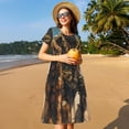 thumbnail image 4 of Fotbe desert Man Shepherd Dog Vestido Largo de Moda para Mujer, Vestido Tipo Camiseta con Manga Corta y Estilo Casual a Rayas y Bloques de Color, 4 of 6
