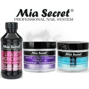 Mia Secret Liquid Monomer 4 oz and Powder 2 oz x 2 (WHITE + CLEAR)