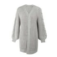 thumbnail image 6 of Odeerbi Winter Chunky Knit Cardigan Sweaters For Women Plus Size Solid Color Loose Sweater 2025 Fashion Comfortable Long Sleeve Large Sweater Coat Gray, 6 of 6