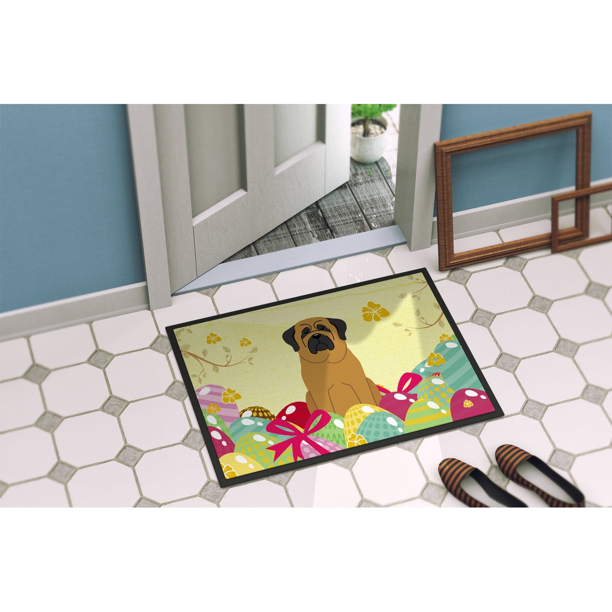 Carolines Treasures BB6018JMAT 24 x 36 in. Easter Eggs Mastiff Indoor or Outdoor Mat