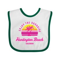 Inktastic Summer Enjoy the Sunshine Huntington Beach California Pink Boys or Girls Baby Bib