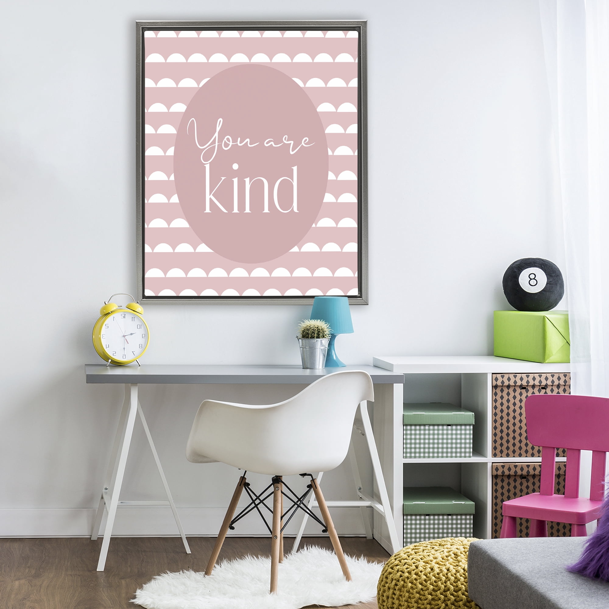 Stupell Industries You Are Kind Blush Pink Gray Framed Floater Canvas Wall Art, design by Christine Simpson Art