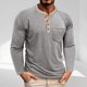 thumbnail image 1 of pstuiky camisa de manga larga para hombre, Blusas casuales de manga larga con cuello redondo, botones, cuadros, bolsillos y bloques de color para hombre top de hombre xxxl, 1 of 8