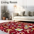 thumbnail image 2 of ODIKA 4'x6' Machine Washable Non-Slip Area Rug, Yuletide Gift Box Cane Ornament Decorative Floor Covering High Traffic Rug with Pad, Red, 606140, 2 of 8
