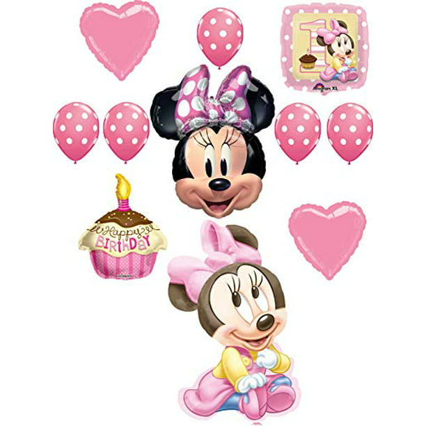 Careful reading Just do reins Minnie Mouse Party Supplies 1st Birthday Baby Minnie Balloon Bouquet  Decoration - Walmart.com