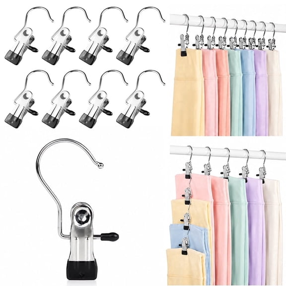 GZQXHOME 50 Pack Non-Slip Stainless Steel Hanger Clips, Multi-Purpose Portable Hanging Hooks for Closet Space Saving, Ideal for Pants, Skirts, Hats, Socks, Scarves and Ties