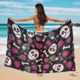 thumbnail image 4 of Uourmeti Womens Dark-Pink Floral Skull Coverups for Bathing Suits Lightweight Sarong Pareo Wraps Plus Size Chiffon Scarf Blouse for Swimwear, 4 of 7