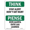 thumbnail image 1 of SignMission OS-TS-A-1824-L-11877 18 x 24 Po Signe de Réflexion OSHA - Restez Alerte Ne Vous Blessez Pas Bilingue, 1 of 1