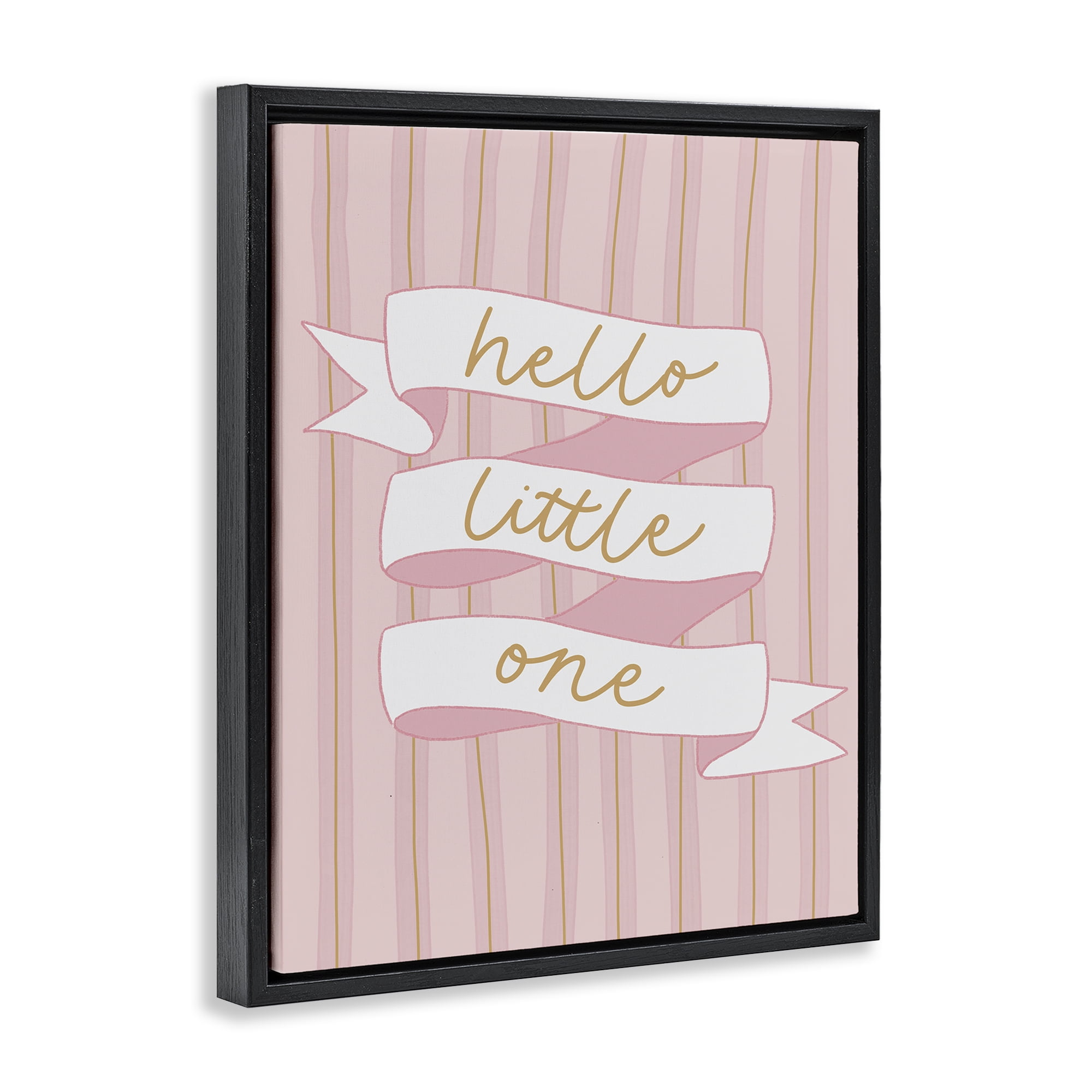 Stupell Industries Pink Hello Little One Black Framed Floater Canvas Wall Art, design by Amanda Houston
