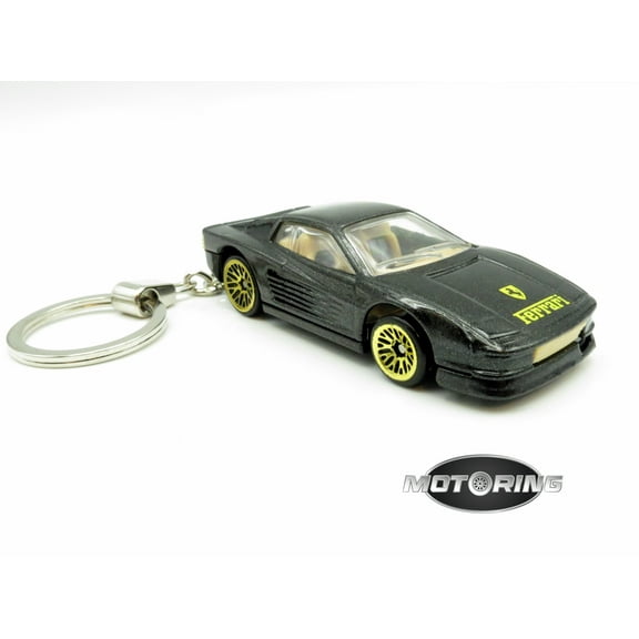 Keychain Ferrari Testarossa Black Car Rare Novelty 1:64 Diecast Key Ring