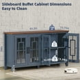thumbnail image 2 of Joaxswe Farmhouse Sideboard Buffet with Storage, 63" Large Coffee Bar Cabinet with Glass Doors and Shelves for Dining Room, Blue, 2 of 9