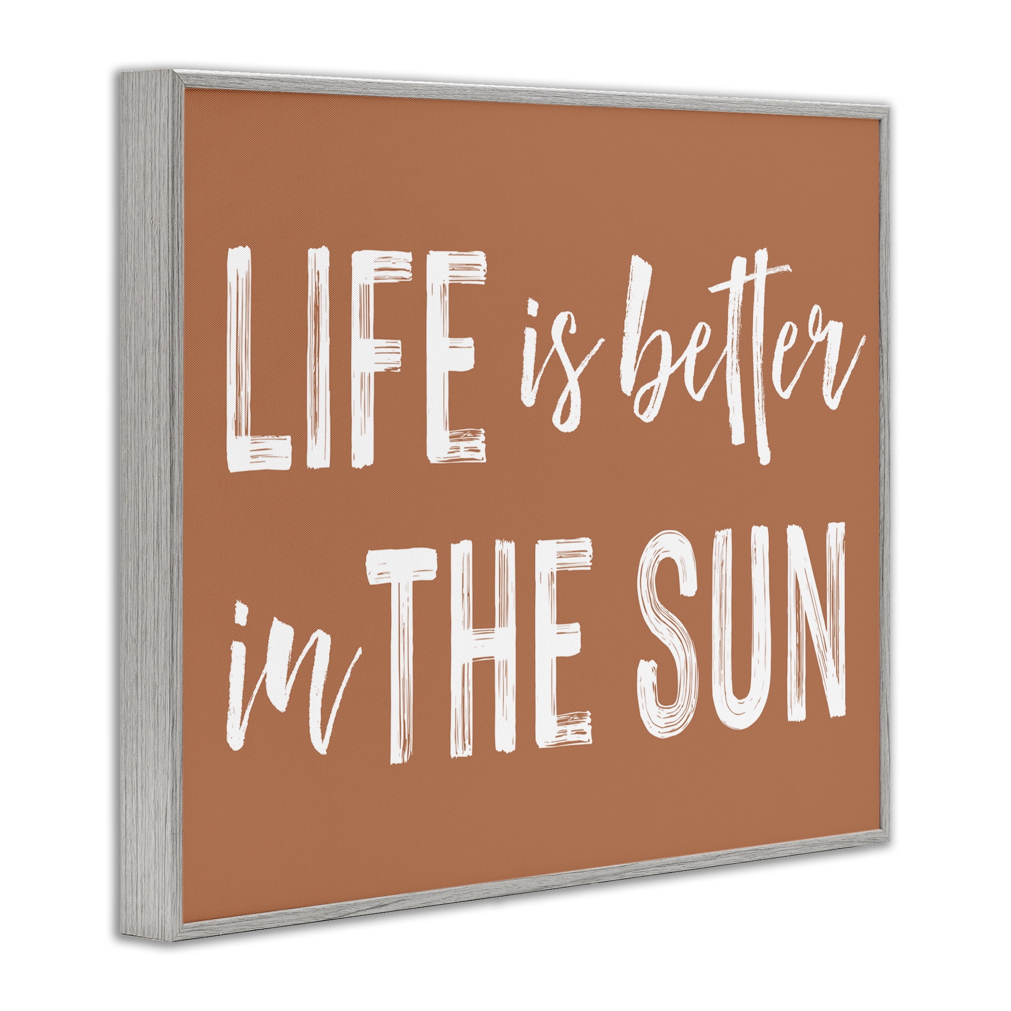 Life Better In Sun Brown Gray Framed Giclee Art, design by Lettered and Lined