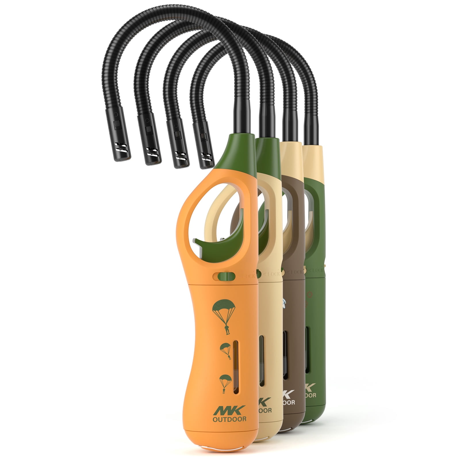 MK Multi-Purpose Lighters With Flexible and Extra Long Wand, Child-Resistant, 4 Pack
