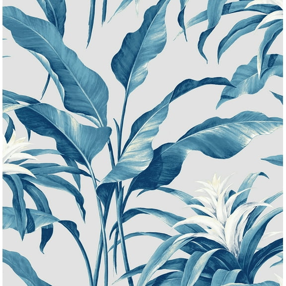 Stacy Garcia Home Blue Lagoon & Grey Palma Peel and Stick Wallpaper