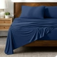 thumbnail image 1 of Bare Home Ultra-Soft Stretchy Sheet Set - Premium 1800 Collection - Deep Pockets - 4 Piece - Queen, Dark Blue, 1 of 8