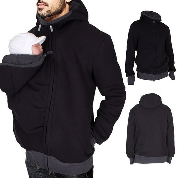 Hoodie with top zipper pouch