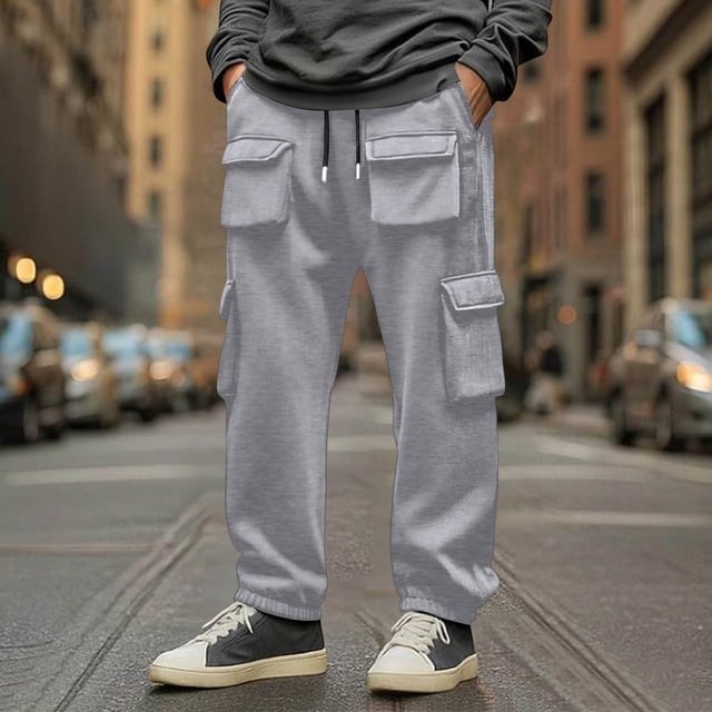 Ceisia Men's Solid Color Pullover Sweatshirt, Casual Loose Fit with Pockets & Gift Drawstring Waistband