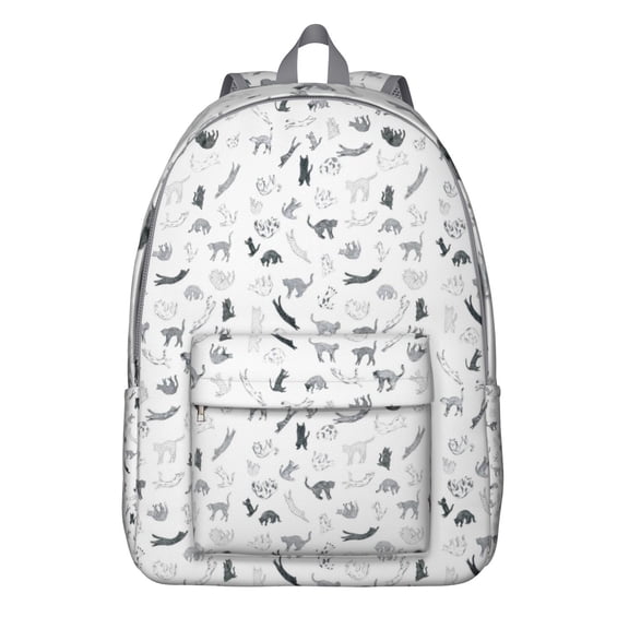 Hand-Drawn Cat Graphic Backpack – Funny Artistic Cat Print Bookbag for Students, Travelers, and Pet Owners