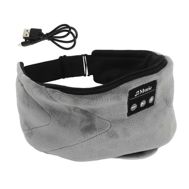 Cache-yeux Bluetooth avec 20 chansons à bruit blanc, 4 musiques pour dormir, occultant la lumière, pour homme et femme, cadeau gris