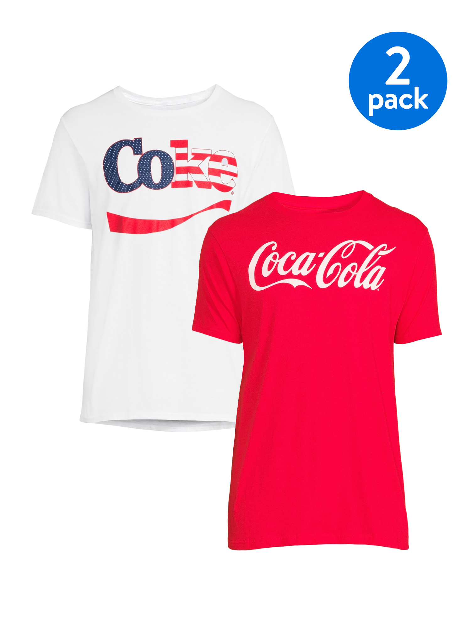 Coca-Cola Men's & Big Men's Graphic T-Shirt with Short Sleeves, 2-Pack