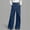 Navy, variant on Women's Vintage Washed Jeans Dressy Casual Button Decor Front Asymmetric Wrapped High Waist Irregular Hem Y2K Wide Leg Denim Pants Blue L