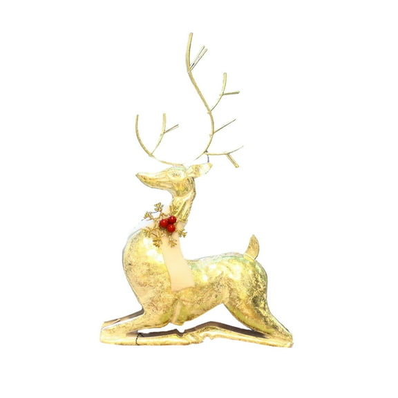 YOSADIER 1Set Golden Reindeer Tabletop Statue Iron Elk Decor for Home and Store Display