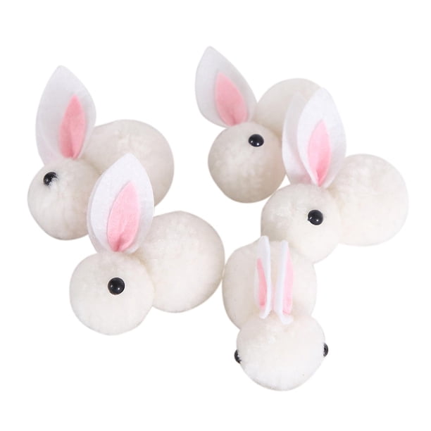 Mini conejito realista de Pascua, modelo de simulación de conejos realistas, adorno de animales de peluche para decoración de Pascua Diy, 5 uds.
