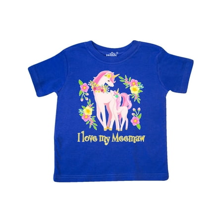 

Inktastic I Love My Meemaw Unicorn with Pink and Yellow Flowers Gift Toddler Boy or Toddler Girl T-Shirt