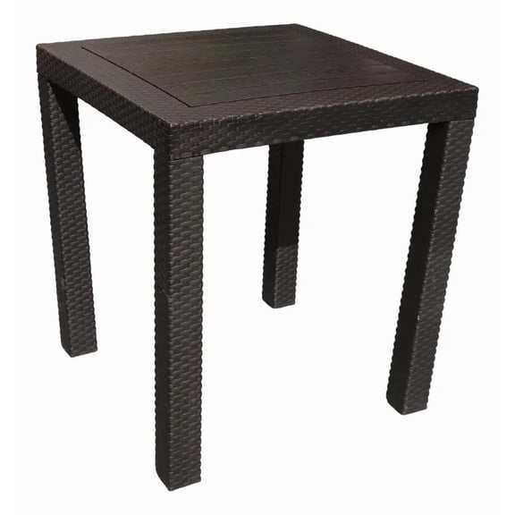 Mesa De Exterior Plastico Tipo Rattan Cuadrada Reforzada - Chocolate