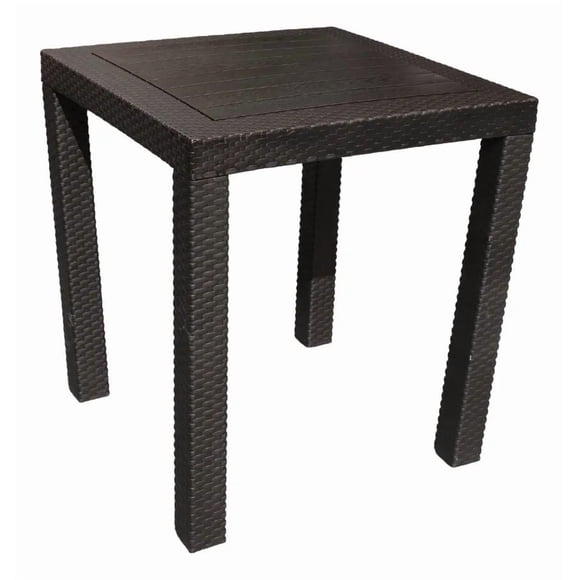 Mesa De Exterior Plastico Tipo Rattan Cuadrada Reforzada - Chocolate