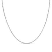 KEZEF Sterling Silver Cuban Curb Chain 1.8mm Women's or Men's Necklace, Made in Italy, Curb Link 14" Kids Necklace, Choker