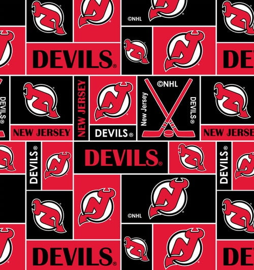 New Jersey Devils Super Soft Fleece Fabric Classic Geometric Design-Sold By The Yard