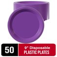 thumbnail image 5 of Exquisite Purple 9" Heavy Duty 350 GSM Disposable Plastic Party Plates - 50 Count, 5 of 10