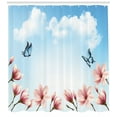 thumbnail image 3 of Ambesonne Spring Shower Curtain, Magnolia Branches Bugs, 69"Wx84"L, Pale Pink Blue and White, 3 of 3