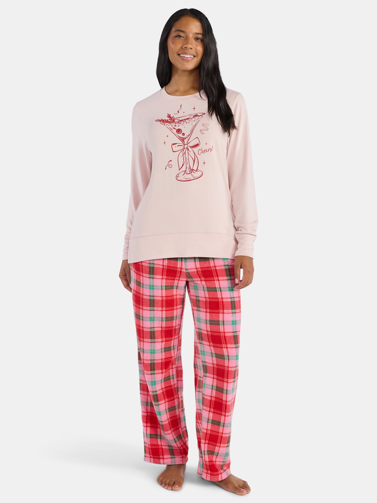 Women's Christmas Party Cheers Crewneck Hacci Top from Holiday Time, Sizes S-XXXL