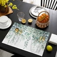 thumbnail image 3 of Sage Green Eucalyptus Leaves Placemats Set of 4, Spring Summer Botanical Rustic Washable Wipeable Table Mats for Dining Tables, Indoor Outdoor Kitchen Place Mats for Holiday Party Table Decor, 3 of 9